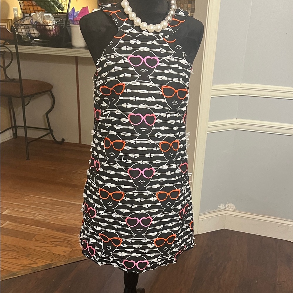 Hutch Black and White Dress with Pink and Orange Accents